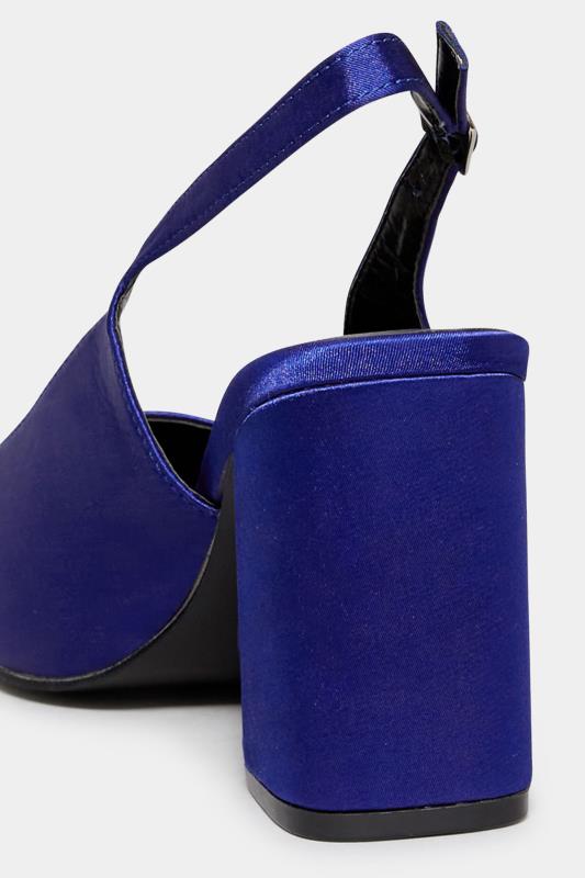LIMITED COLLECTION Cobalt Blue Pointed Block Heel Court Shoes In Wide E Fit & Extra Wide EEE Fit 4