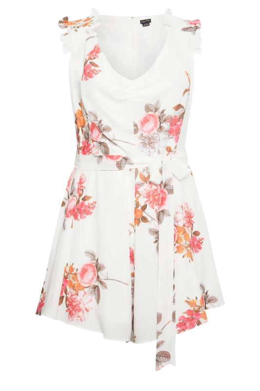 City Chic White & Pink Floral Playsuit 1