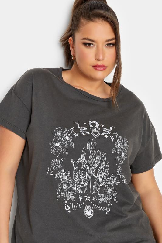 LIMITED COLLECTION Plus Size Grey 'Wild West' Printed T-Shirt | Yours Clothing 5