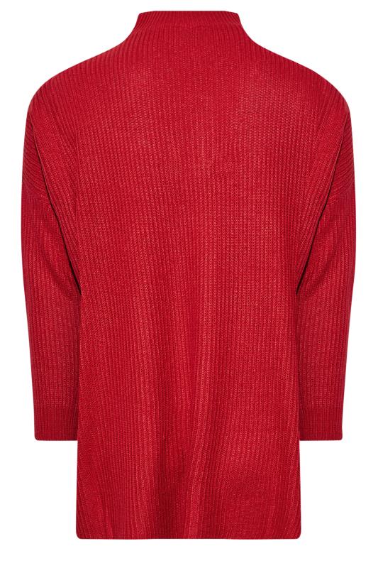 Plus Size Red Zip Neck Jumper | Yours Clothing 8