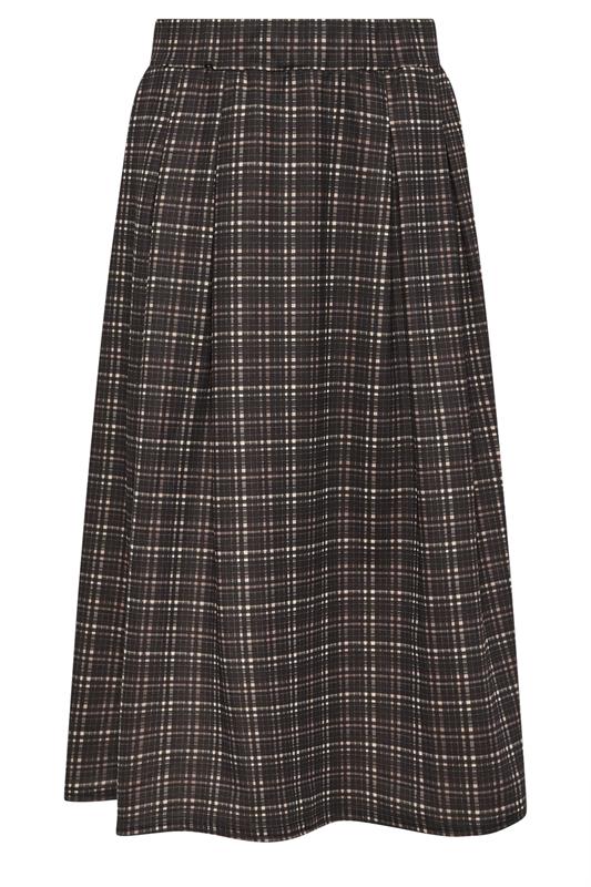 PixieGirl Petite Women's Chocolate Brown Check Midi Skirt | PixieGirl 5