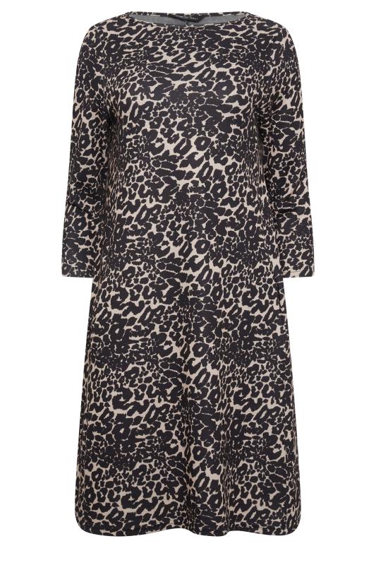 M&Co Natural Brown Leopard Print Ponte Swing Dress | M&Co 6