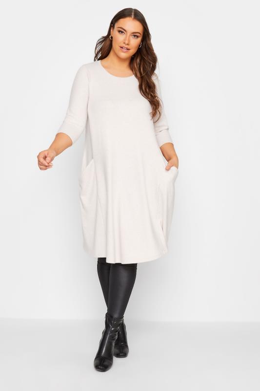 YOURS Plus Size Curve White Pocket Soft Touch Dress | Yours Clothing  2