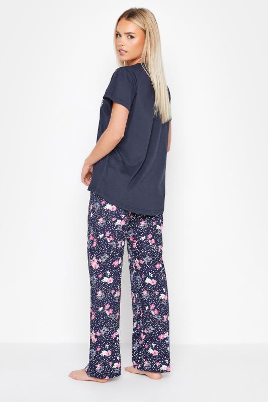 Petite Navy Blue 'Dreamer' Floral Print Pyjama Set | PixieGirl  3