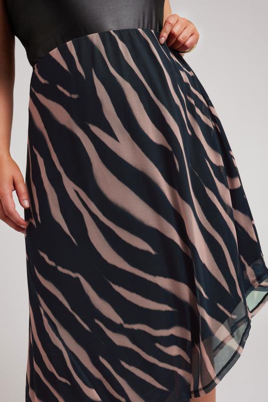 YOURS LONDON Plus Size Black Zebra Print Asymmetric Mesh Skirt | Yours Clothing 4
