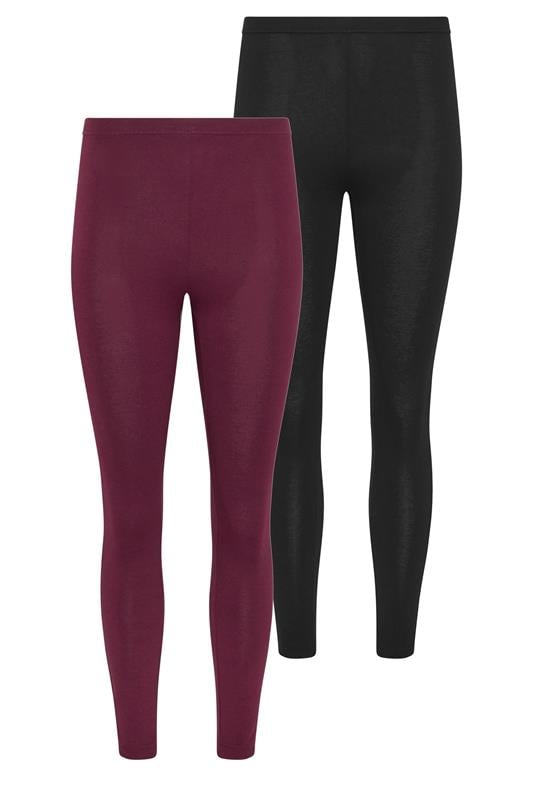  PixieGirl Petite – 2er-Pack Leggings in Burgunderrot und Schwarz aus Baumwolle