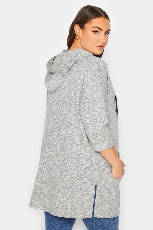 YOURS LUXURY Plus Size Curve Grey 'Rise & Shine' Slogan Heart Print Hoodie | Yours Clothing  4