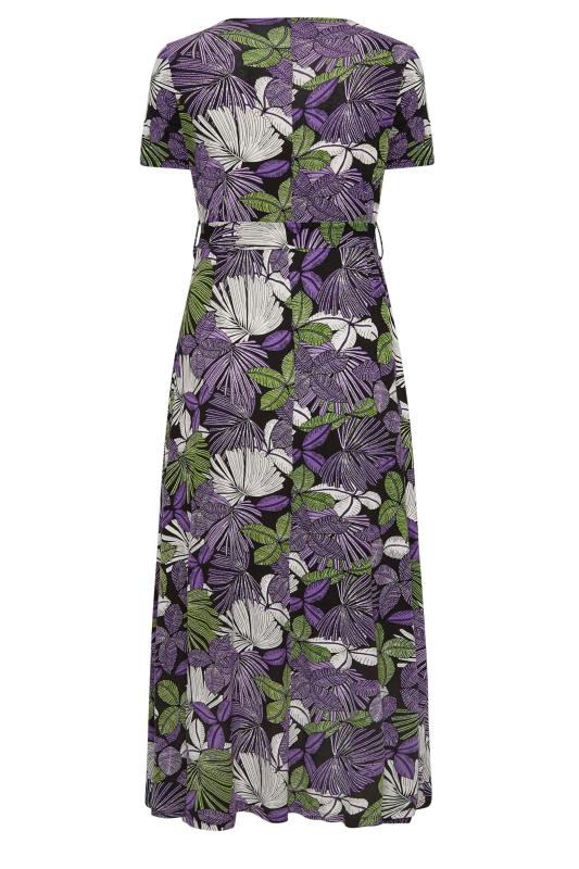 YOURS Plus Size Curve Purple & Green Leaf Print Maxi Dress | Yours Clothing  7
