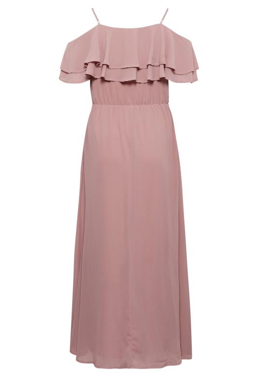 YOURS LONDON Plus Size Pink Bardot Ruffle Maxi Dress | Yours Clothing 8