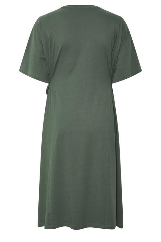 YOURS Plus Size Khaki Green Front Tie Midi Dress | Yours Clothing 2