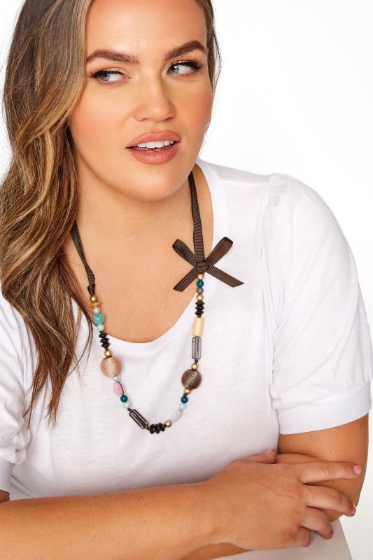Brown Bow Mixed Bead Necklace_M.jpg