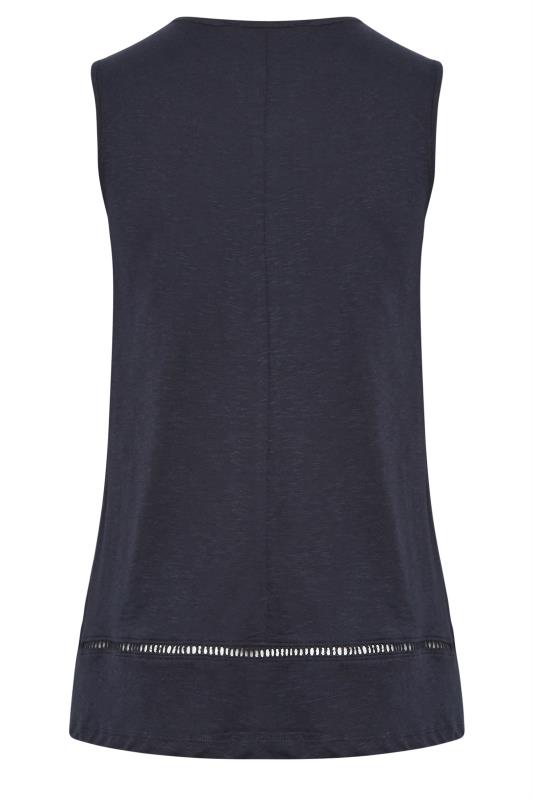 YOURS Curve Navy Crochet Vest Top | Yours Clothing 7