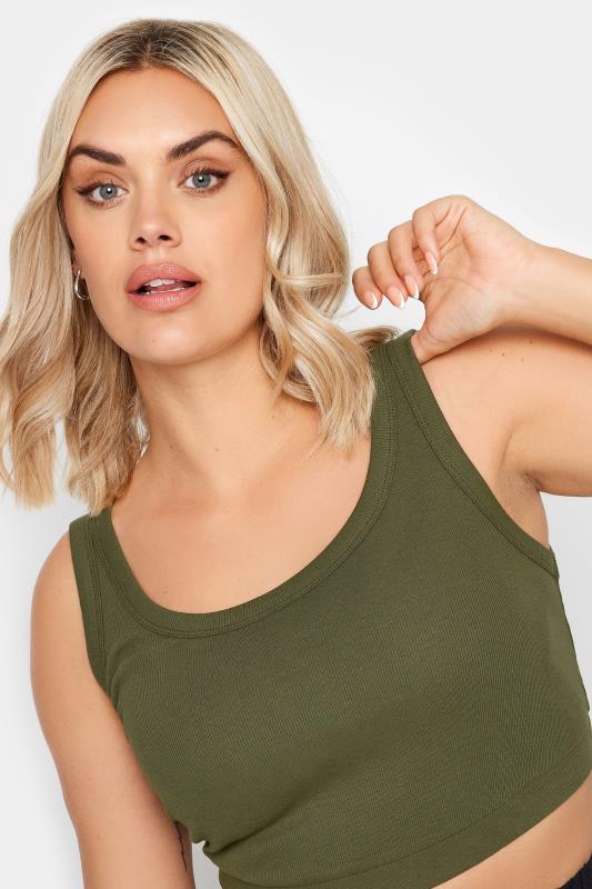 YOURS Plus Size Khaki Green Crop Top | Yours Clothing 5