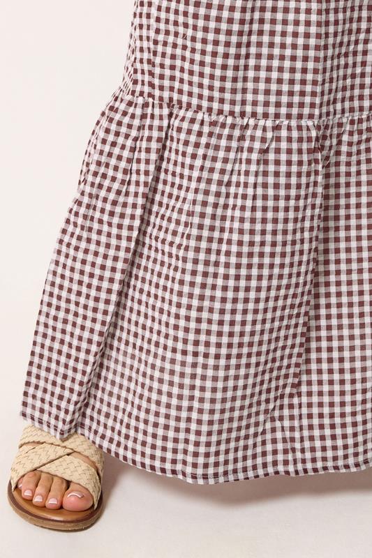 LTS Tall Women's Burgundy Red & White Gingham Cotton Maxi Skirt | Long Tall Sally 4