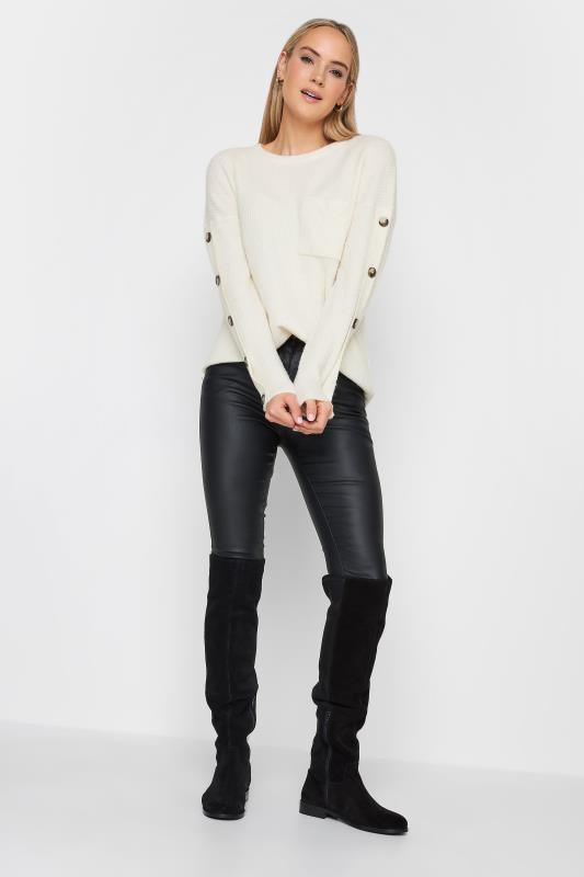 LTS Tall Ivory White Button Long Sleeve Jumper | Long Tall Sally  2