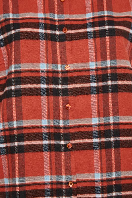 YOURS Curve Rust Orange Check Brushed Oversized Boyfriend Shirt | Yours Clothing 6