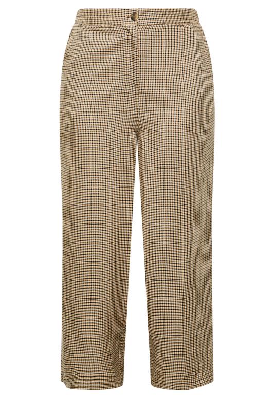 Curve Light Brown Check Wide Leg Trousers | Yours Clothing 6