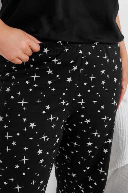 YOURS Plus Size Black Star Print Wide Leg Pyjama Bottoms | Yours Clothing 4