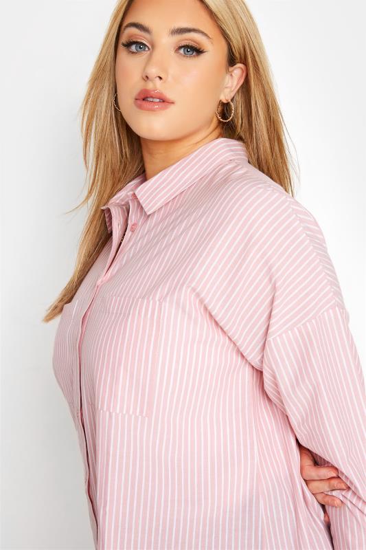 YOURS FOR GOOD Curve Pink Stripe Oversized Shirt 4