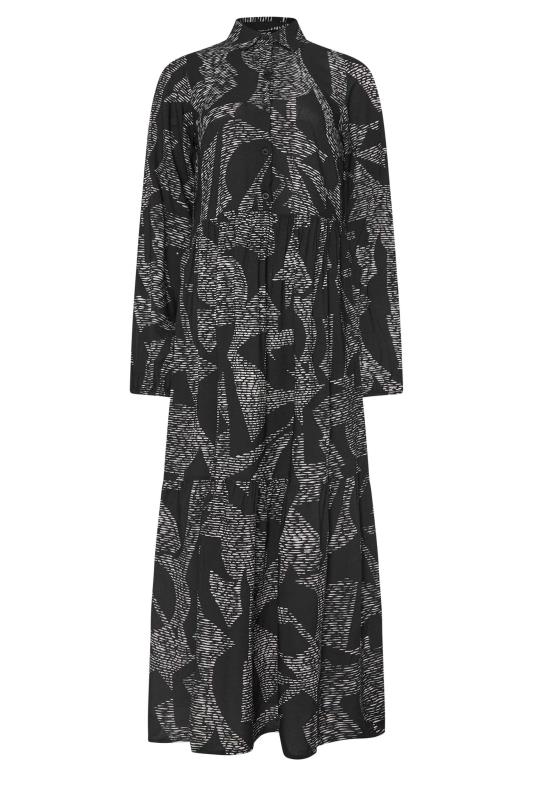 LTS Tall Black Abstract Dash Tiered Smock Dress | Long Tall Sally 5