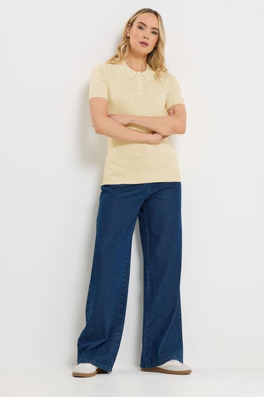 LTS Tall Women's Yellow Knitted Polo Top | Long Tall Sally 2