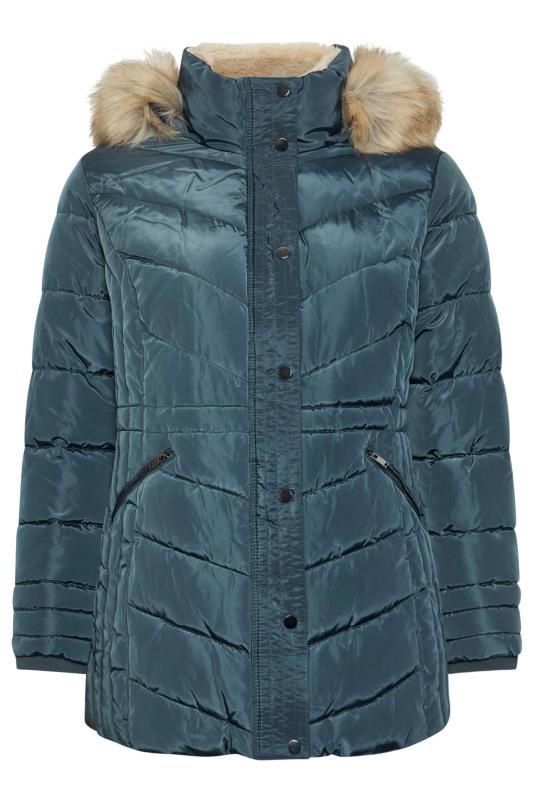 YOURS Plus Size Blue Padded Coat Yours Clothing