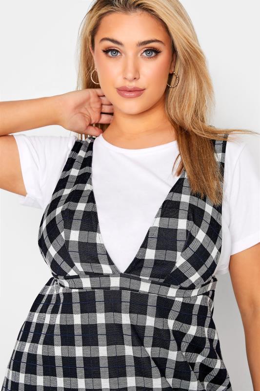 LIMITED COLLECTION Curve Black & White Check Pinafore Dress 4
