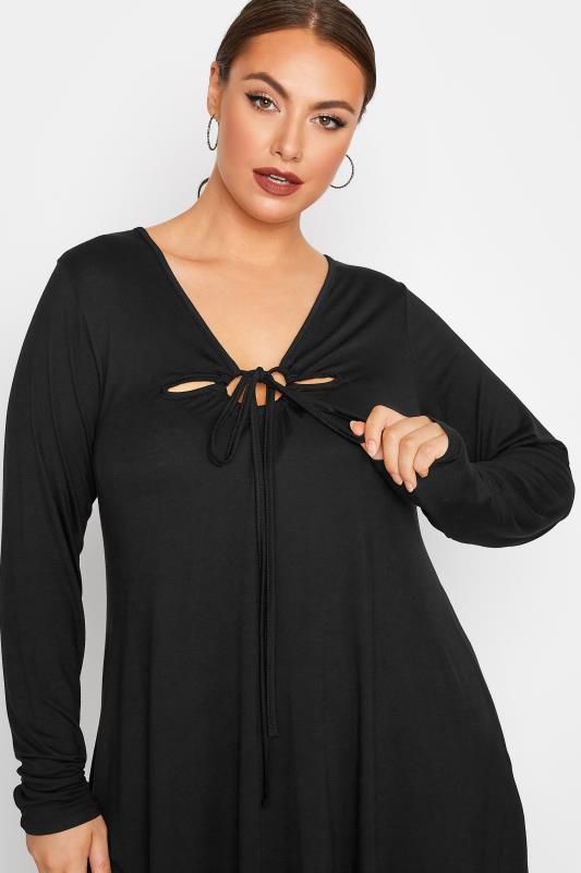 LIMITED COLLECTION Plus Size Black Keyhole Tie Long Sleeve Top | Yours Clothing  5