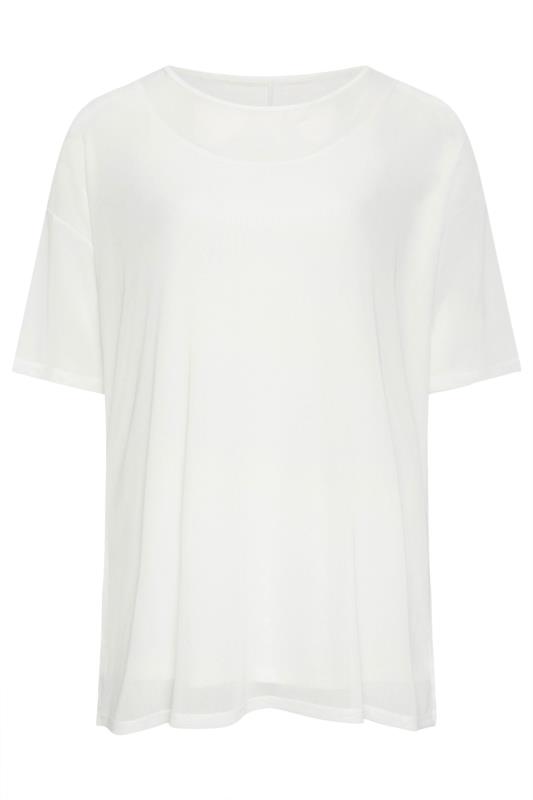 YOURS Plus Size White Oversized Mesh Top | Yours Clothing 5