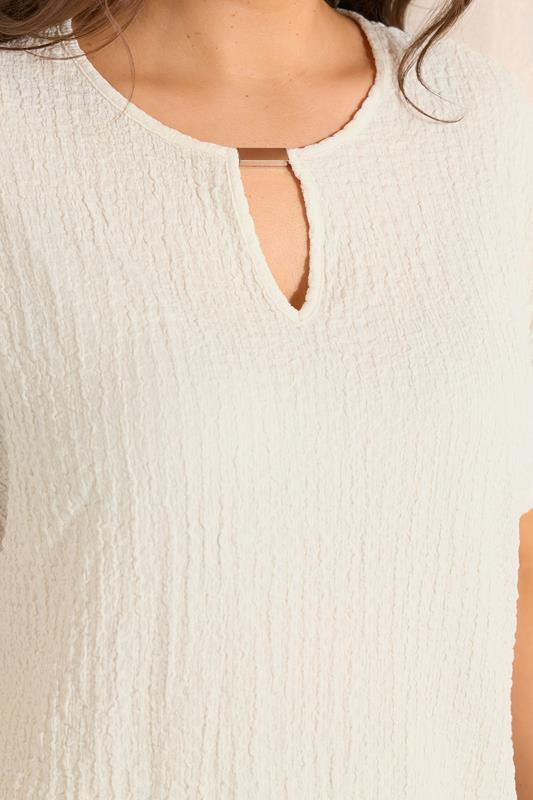 EVANS Curve White Grown On Sleeve Textured Top | Evans 4