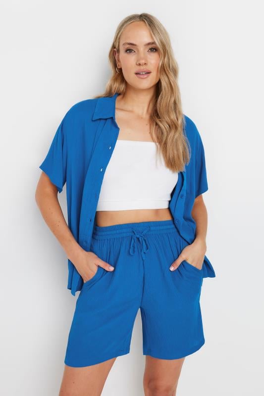  Grande Taille LTS Tall Blue Crinkle Shorts