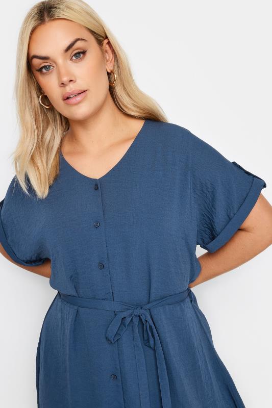 YOURS Plus Size Navy Blue Utility Shirt Mini Dress | Yours Clothing  4