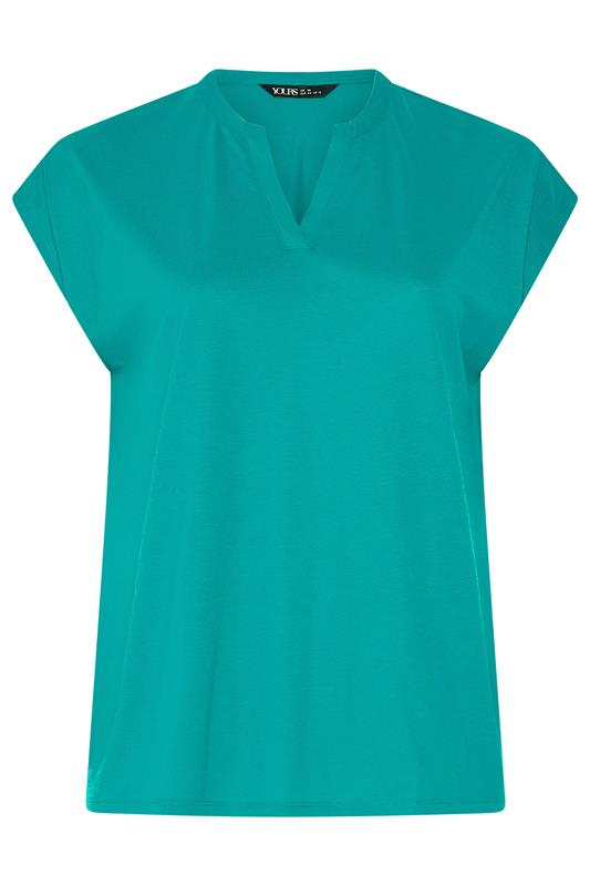 YOURS Plus Size Blue Notch Neck T-Shirt | Yours Clothing 5