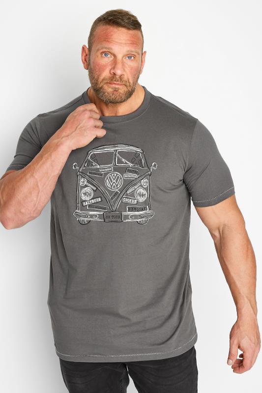 Men's  D555 Big & Tall Grey Volkswagen Camper Print T-Shirt
