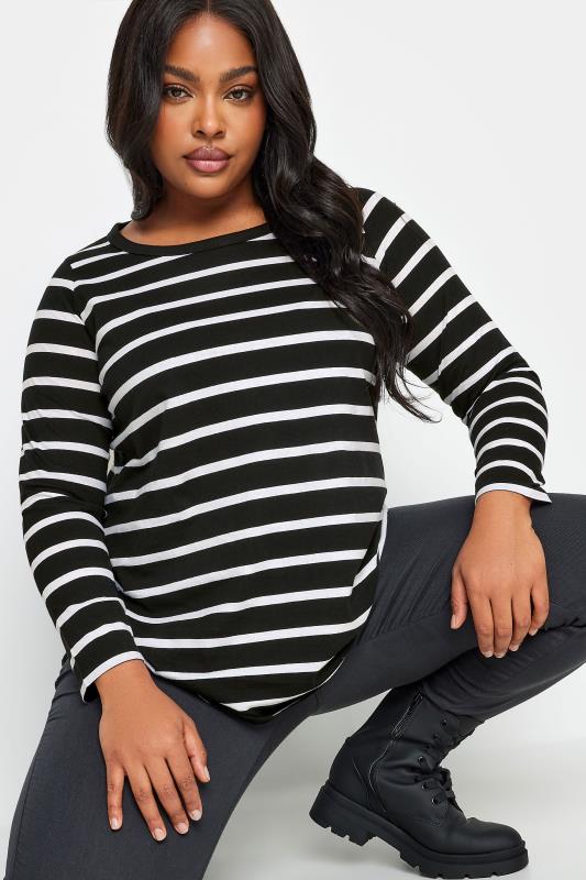 YOURS Curve Black Stripe Long Sleeve Top | Yours Clothing 5