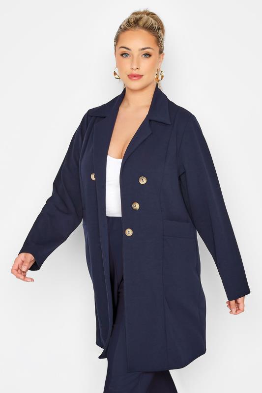 LIMITED COLLECTION Plus Size Navy Blue Button Front Blazer | Yours Clothing 6