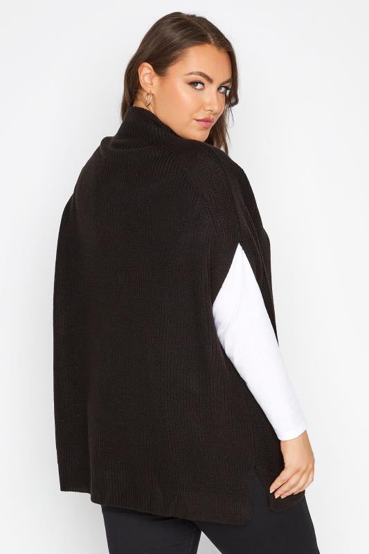 Plus Size Curve Black Longline Sleeveless Knitted Jumper | Yours Clothing 3