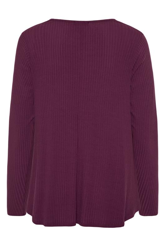 LIMITED COLLECTION Curve Damson Purple Ribbed Long Sleeve Top_BK.jpg