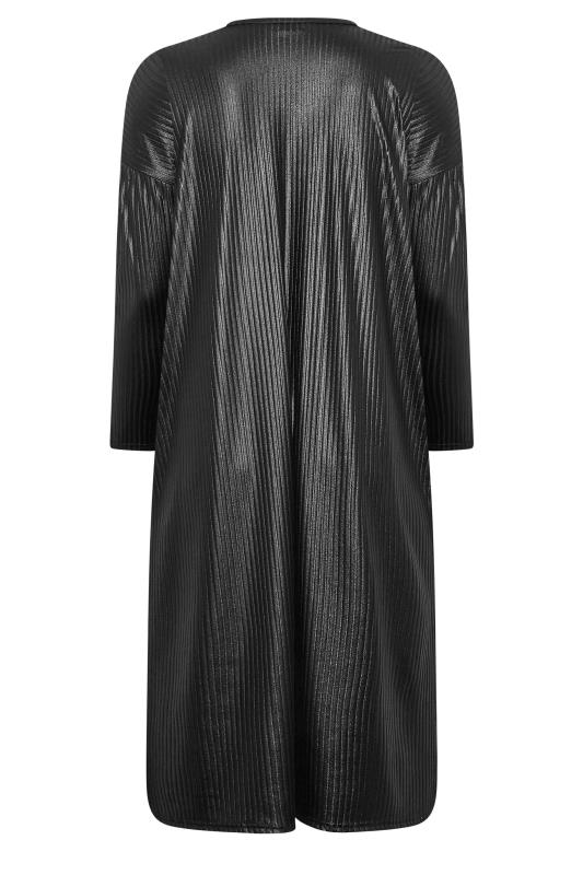 Plus Size Curve Black Wet Look Ribbed Maxi Cardigan | Yours Clothing 7