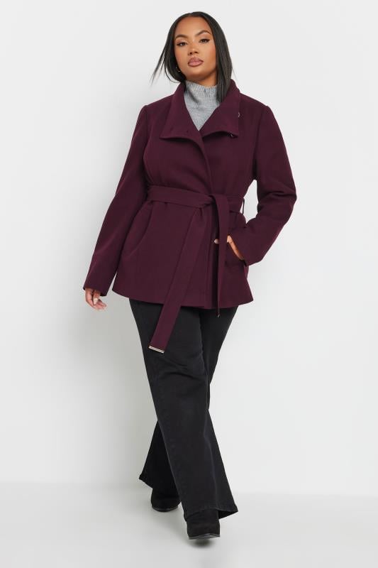 YOURS Plus Size Berry Red Short Wrap Formal Coat | Yours Clothing 2