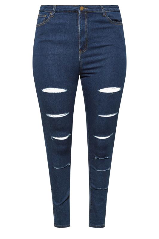 Curve Blue Ripped AVA Jeans 5