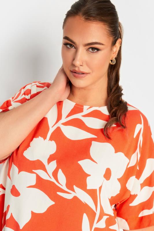 YOURS Curve Plus Size Orange Floral Top | Yours Clothing  4