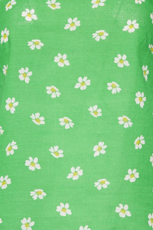 LTS Tall Women's Green Floral Print Linen Blend Top | Long Tall Sally 5