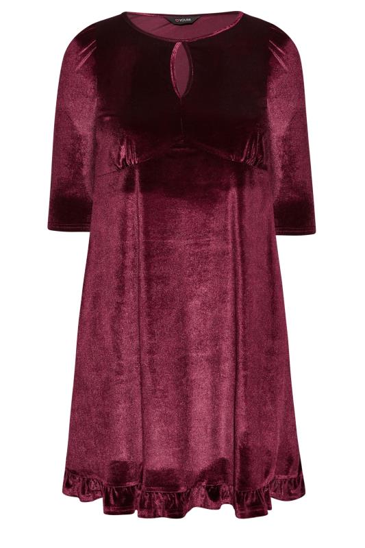 Curve Plus Size Womens Burgundy Red Velvet Midi Dress 6