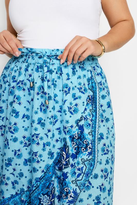 LIMITED COLLECTION Plus Size Blue Floral Print Wrap Skirt | Yours Clothing 5