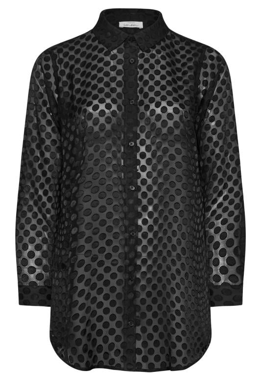 YOURS LONDON Plus Size Black Burnout Polka Dot Shirt | Yours Clothing  6