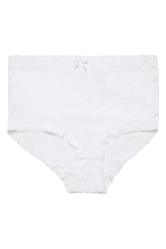 5 PACK Curve White Cotton High Waisted Full Briefs | Yours Clothing 4