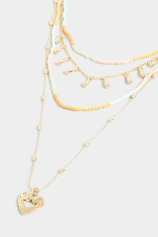Gold Tone Mixed Stone Multi Layer Necklace 3