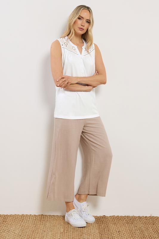 LTS Tall Women's White Embroidered Cotton Vest | Long Tall Sally 1