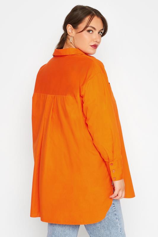 LIMITED COLLECTION Curve Bright Orange Oversized Boyfriend Shirt_C.jpg